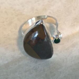 NWOT Sterling Silver Bamboo Jasper Ring S 6